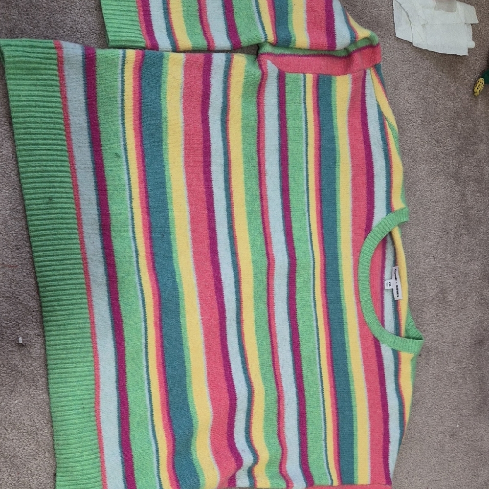 Crayola X Kohls- Bright Multi-Stripe Knit Sweater - Green Trim